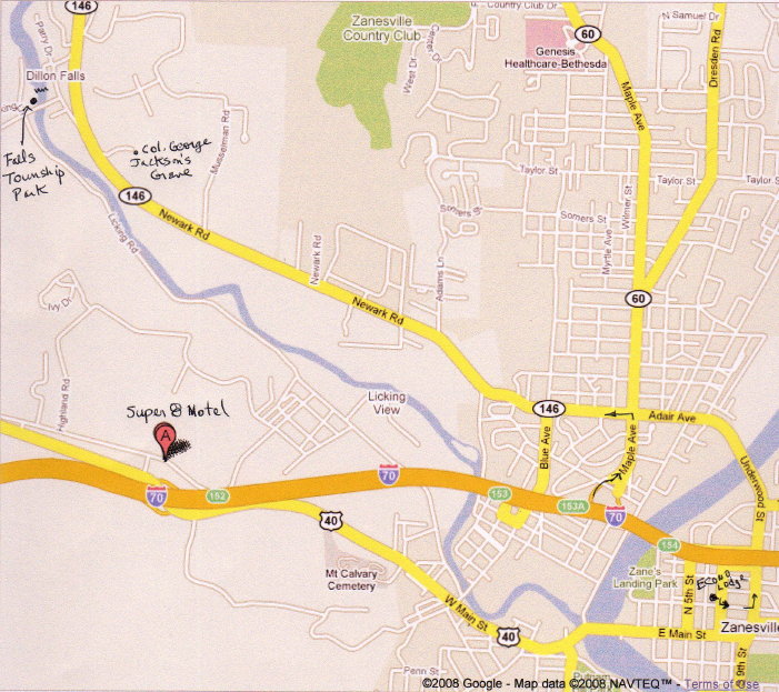Image of Map of Super 8 to Fall Township Hall