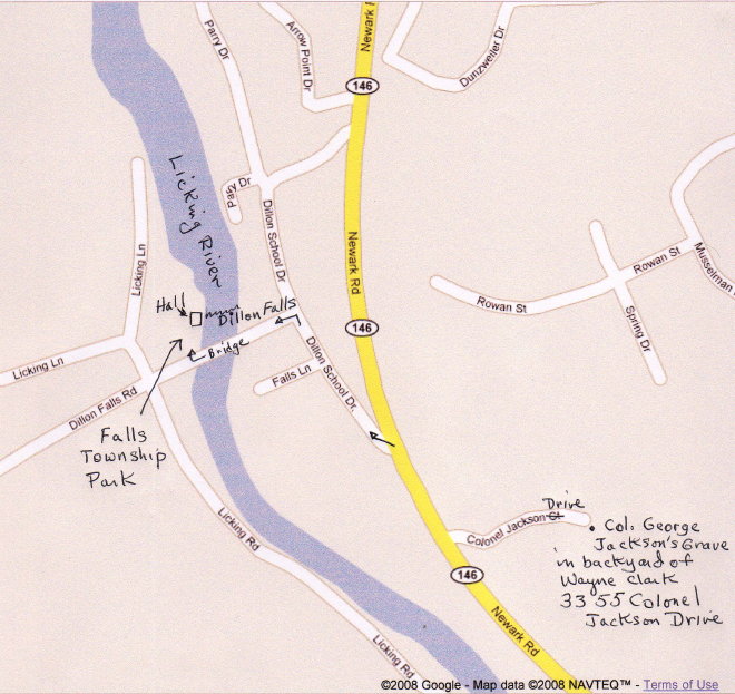 Image of Map of area around Falls Township Hall and Col. George Jackson's Grave