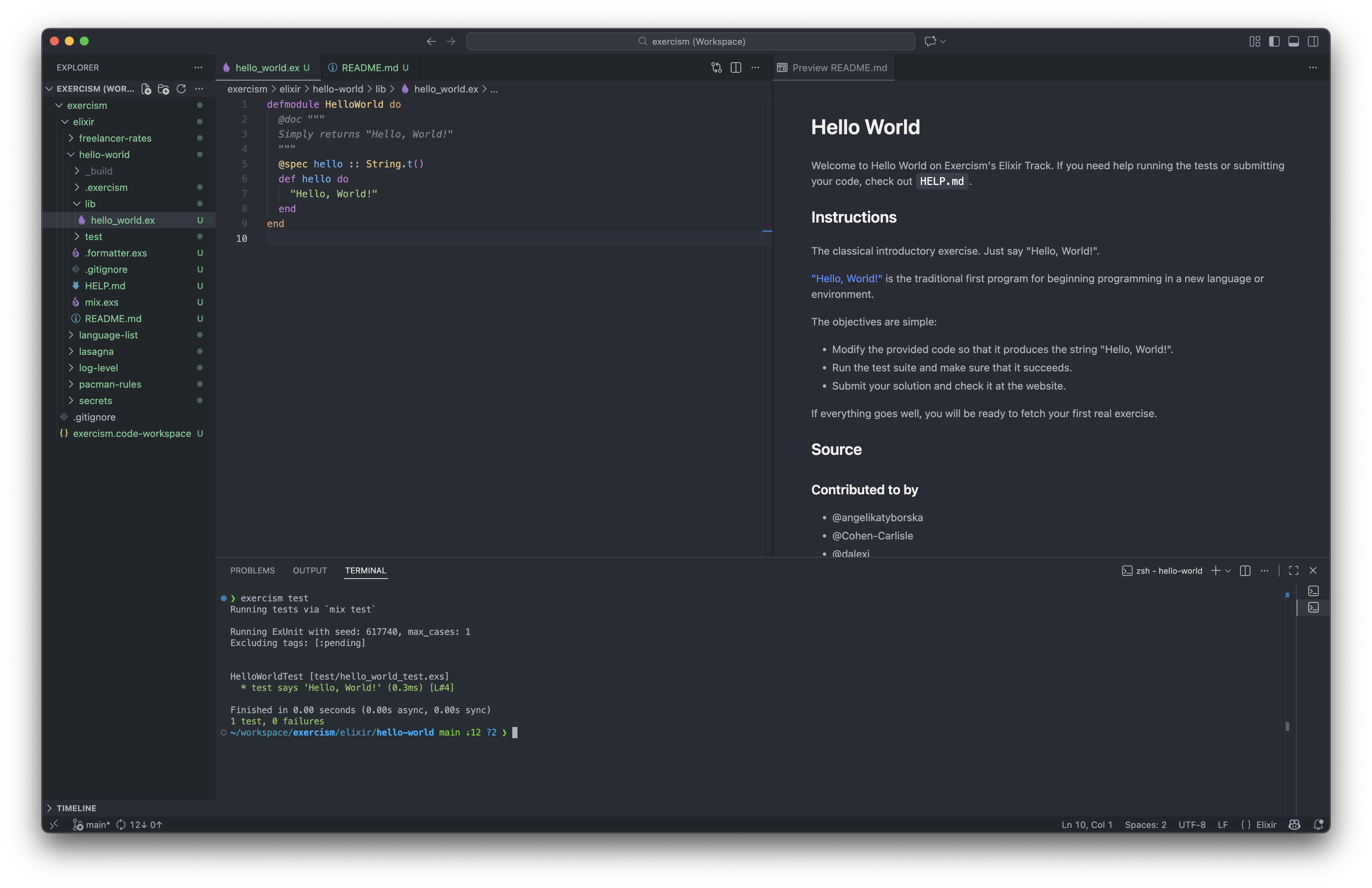 VS Code Editor for Exercism