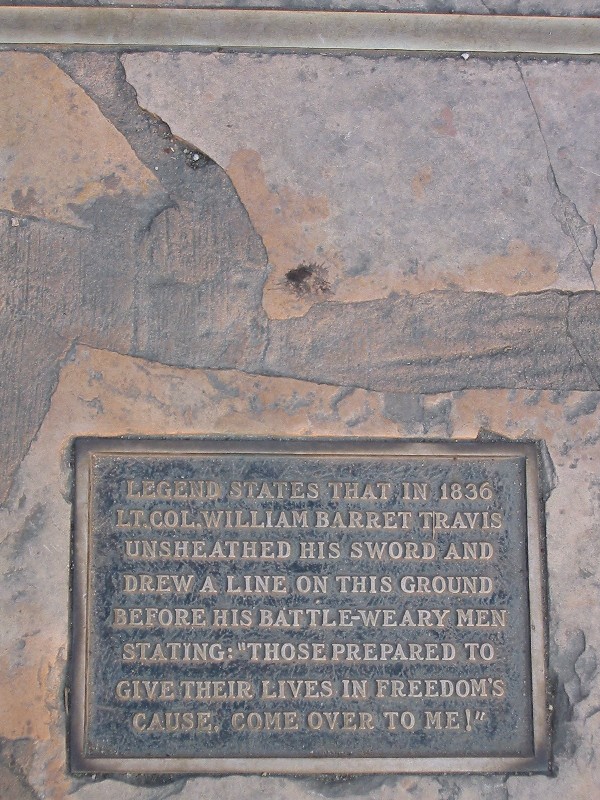 Image of Site where Colonel
William Travis drew the line in the soil with his sword.