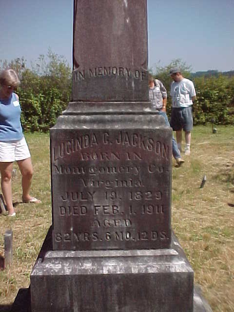 Image of Lucinda Jackson's side of the stone