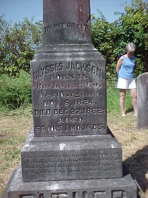 Image of Closeup of Ulysses and Lucinda Jackson's
 grave stone